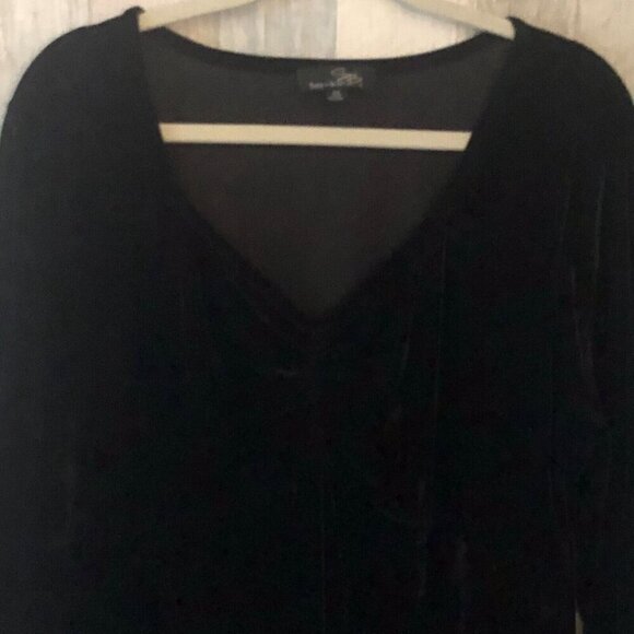 Suzanne Betro Velvet Babydoll Dress Women's Plus size 2X Black 3/4 Sleeve - Picture 4 of 5